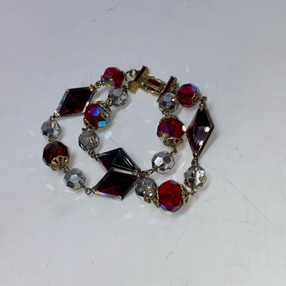 Gorgeous Red Crystal Double Strand Bracelet - Picture 10 of 12